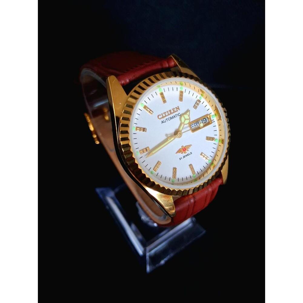 Vintage Men's Automatic Citizen Eagle 7 Leather Watch RARE